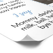 Teddy Bear Blue Balloon Beary Eerste jaar Mijlpaal Poster (Hoek)