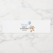 Teddy Bear Blue Balloon Beary Eerste Verjaardag Waterfles Etiket (Enkel label)