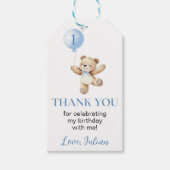 Teddy Bear Blue Balloon Beary Verjaardag Bedankt Cadeaulabel (Voorkant)