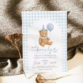 Teddy Bear Blue Balloon Boy Baby Shower Kaart