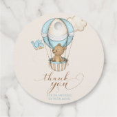 Teddy Bear Blue Balloon Dank u Baby shower Bedankjes Labels (Achterkant)