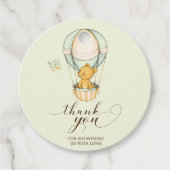 Teddy Bear Blue Balloon Dank u Baby shower Bedankjes Labels (Voorkant)