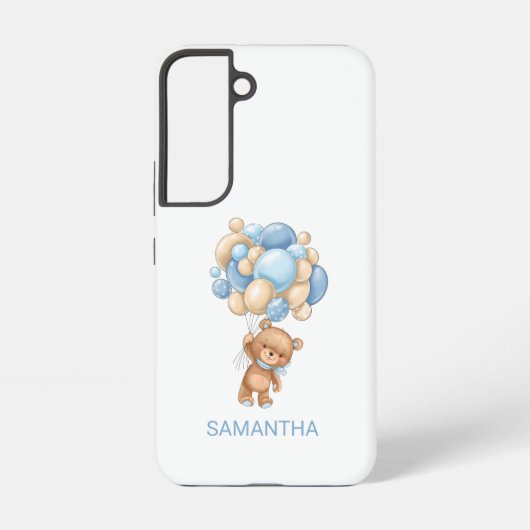 Teddy Bear BLUE Balloon Samsung Galaxy Hoesje (Achterkant)