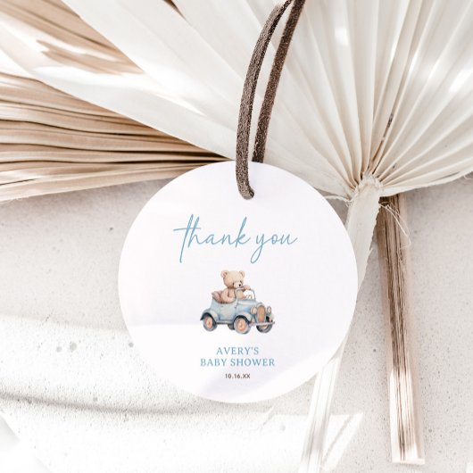 Teddy Bear Blue Balloon Wake Baby shower Bedankjes Labels