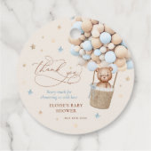 Teddy Bear Blue Balloon Wake Baby shower Bedankjes Labels (Achterkant)