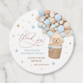 Teddy Bear Blue Balloon Wake Baby shower Bedankjes Labels (Achterkant)