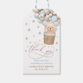 Teddy Bear Blue Balloon Wake Baby shower Cadeaulabel (Voorkant)