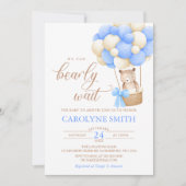 Teddy Bear Blue Balloon Wake Baby shower Kaart (Voorkant)