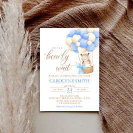 Teddy Bear Blue Balloon Wake Baby shower Kaart
