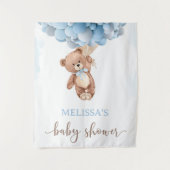 Teddy Bear Blue Balloon Wake Baby shower Wandkleed (Voorkant)
