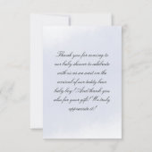 Teddy Bear Blue Balloon Waterverf Boy Baby shower Bedankkaart (Achterkant)