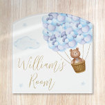 Teddy Bear Blue Balloons Baby Nursery Deurbordjes<br><div class="desc">Schattigee teddybeer-thema blauwe ballonnen ontwerp gepersonaliseerd met de naam van de baby in elegante gouden script kalligrafie. Ontworpen door Thisnotme©</div>