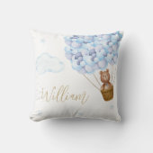 Teddy Bear Blue Balloons Baby Nursery Kussen (Voorkant)