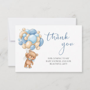 Teddy Bear Blue Balloons Baby shower Dank u