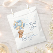 Teddy Bear Blue Balloons Baby shower Dank u Bedankzakje (Geknipt)