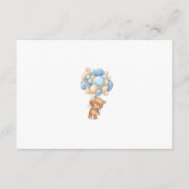 Teddy Bear Blue Balloons Baby shower Dank u Informatiekaartje (Achterkant)