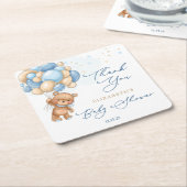 Teddy Bear Blue Balloons Baby shower Dank u Kartonnen Onderzetters (Schuin)