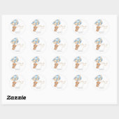 Teddy Bear Blue Balloons Baby shower Dank u Ronde Sticker (Vel)