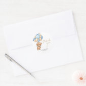 Teddy Bear Blue Balloons Baby shower Dank u Ronde Sticker (Envelop)