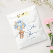 Teddy Bear Blue Balloons Baby shower Favor Bag Bedankzakje (Gezegeld)