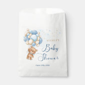 Teddy Bear Blue Balloons Baby shower Favor Bag Bedankzakje (Voorkant)