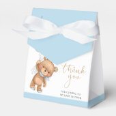 Teddy Bear Blue Balloons Baby shower Favor Box Bedankdoosjes (Voorkant Zijde)