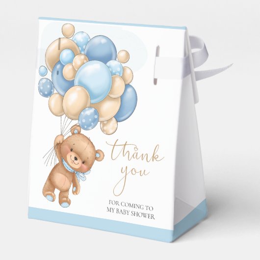 Teddy Bear Blue Balloons Baby shower Favor Box Bedankdoosjes (Achterkant)