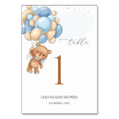Teddy Bear Blue Balloons Baby shower Kaart (Achterkant)