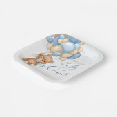 Teddy Bear Blue Balloons Baby shower Papieren Bord (Gebogen)