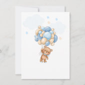 Teddy Bear Blue Balloons Baby shower Uitnodiging (Achterkant)