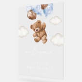 Teddy Bear, Blue Balloons, Baby shower Welcome Acryl Bord (Hoek)
