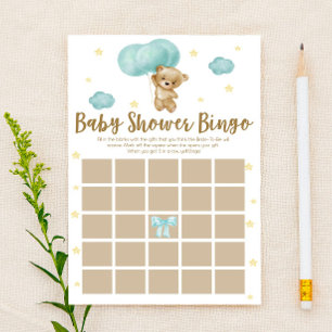 Teddy Bear Blue Balloons Bingo Baby shower