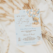 Teddy Bear Blue Balloons Boy Baby shower Kaart