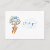 Teddy Bear Blue Balloons Diaper Raffle Informatiekaartje (Achterkant)