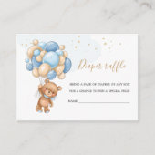 Teddy Bear Blue Balloons Diaper Raffle Informatiekaartje (Voorkant)