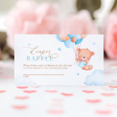 Teddy Bear Blue Balloons Diaper Raffle Informatiekaartje