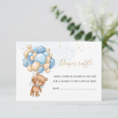 Teddy Bear Blue Balloons Diaper Raffle Kaart (Staand voorkant)