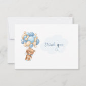 Teddy Bear Blue Balloons Diaper Raffle Kaart (Achterkant)
