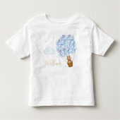 Teddy Bear Blue Balloons Gold Script Kinder Shirts (Voorkant)