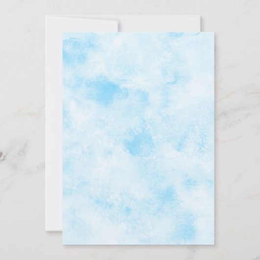 Teddy Bear Blue Balloons Gold Stars Baptisme Kaart (Achterkant)