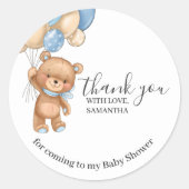 Teddy Bear Blue Balloons Hartelijk dank Ronde Sticker (Voorkant)