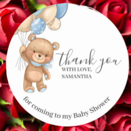 Teddy Bear Blue Balloons Hartelijk dank Ronde Sticker