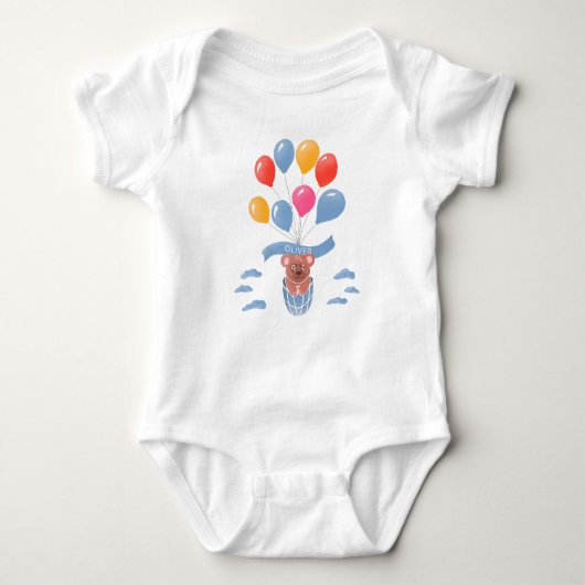 Teddy Bear Blue Balloons Romper (Voorkant)