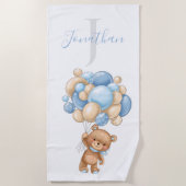 Teddy Bear Blue Balloons strandhanddoek voor kinde Strandlaken (Voorkant)