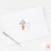 Teddy Bear Blue Balloons Verjaardag Bedankt Ronde Sticker (Envelop)