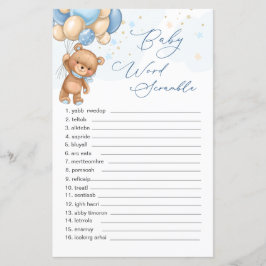 Teddy Bear Blue Balloons Word Scramble Game