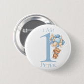 Teddy Bear Blue BIRTHDAY Ronde Button 5,7 Cm (Voorkant /achterkant)