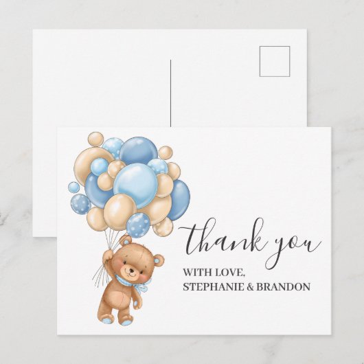 Teddy Bear BLUE BLAUW Kaart (Voorkant / Achterkant)