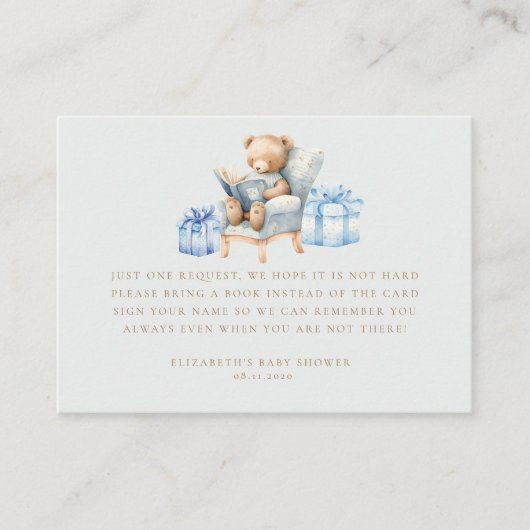 Teddy Bear Blue Boeken voor Baby Ticket Informatiekaartje (Voorkant)