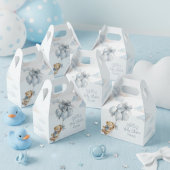  Teddy Bear Blue Bow Balloons Clouds Baby Boy Bedankdoosjes